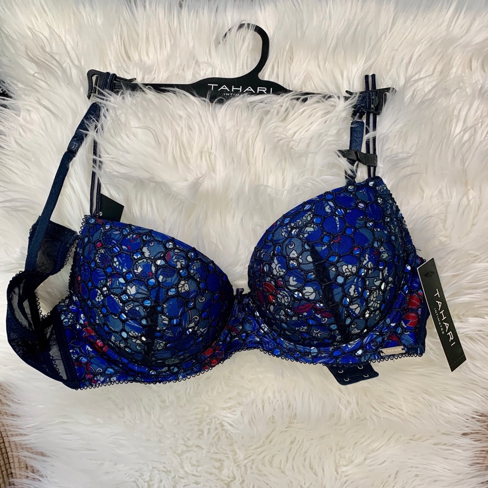 Tahari Blue Lace Bra 36C 36B 34B